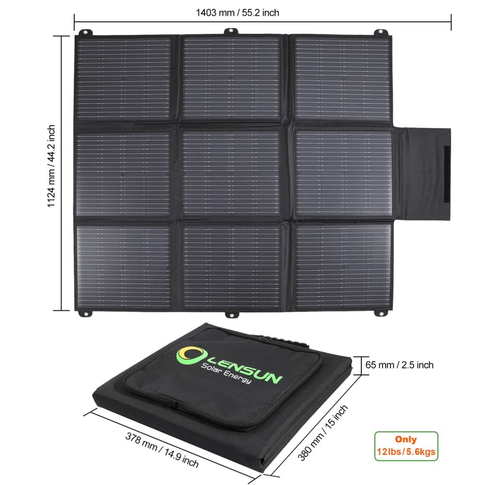 Amazon | LensunSolar 200W 12V ポータブルソーラーパネルブランケット